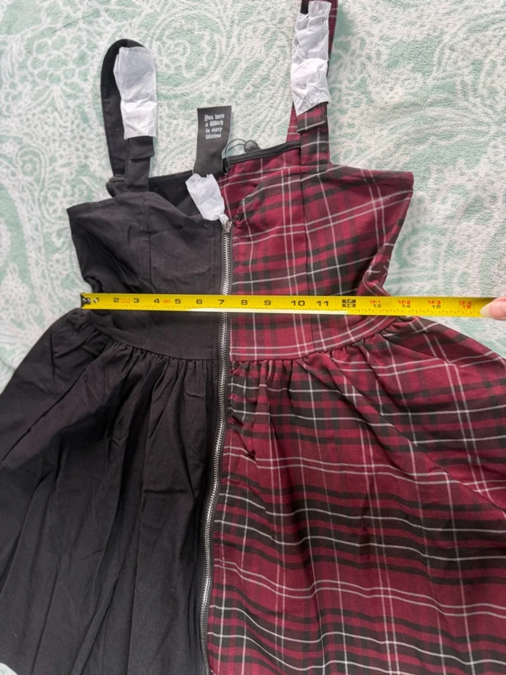 KILLSTAR Black and Burgundy Plaid Dress with Zipper Size M New With Tags - Picture 6 of 9